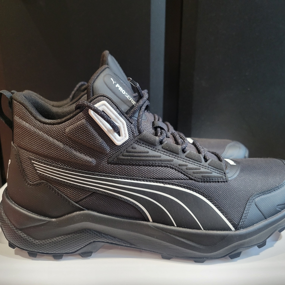 Puma Obstruct Pro Men’s Black Athletic Mid Trail Shoes with White Stripe